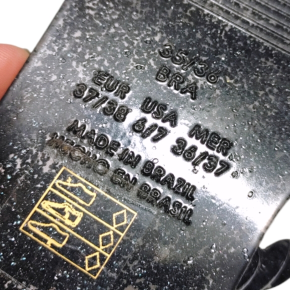 Schutz Black Glitter Square Toe Strappy Jelly Sandals Women's Size 6/7 - Picture 10 of 11